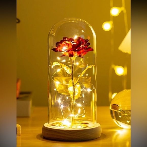Romantic Rose Glass Desktop LED Light - Picture 1 of 4
